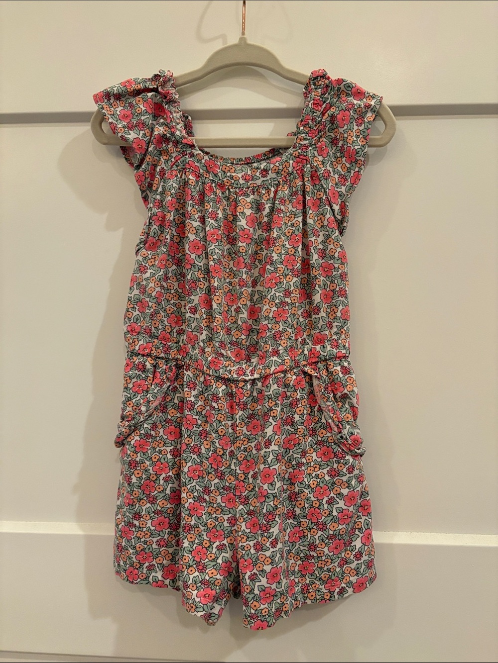 Cat & Jack Toddler Girls Floral Pink Cotton Romper Size 2T